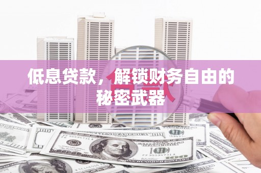 安乐低息贷款，解锁财务自由的秘密武器