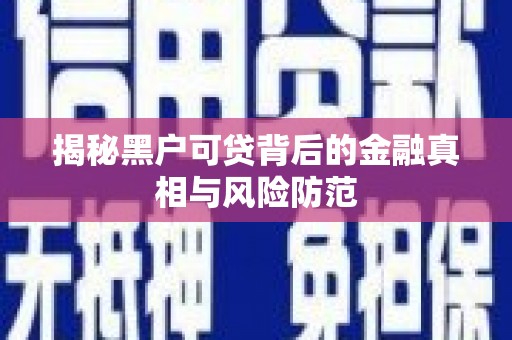 安乐揭秘黑户可贷背后的金融真相与风险防范