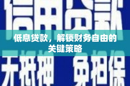 安乐低息贷款，解锁财务自由的关键策略